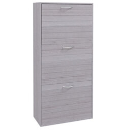 Homcom Slim Shoe Storage Cabinet With 3 Flip Drawers, Grey - thumbnail 2