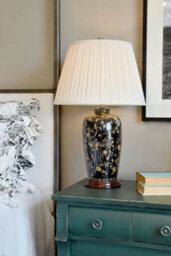 Elegant Chinese Gold Bird Pattern Table Lamp With Cream Shade And Led Bulb - thumbnail 3