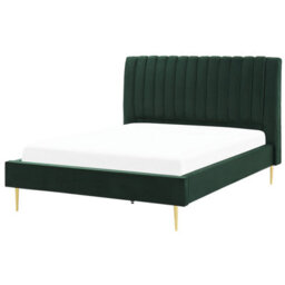 Beliani Bed Velvet Marville 140 X 200 Cm (Eu Double) Emerald Green - thumbnail 1