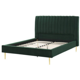 Beliani Bed Velvet Marville 140 X 200 Cm (Eu Double) Emerald Green - thumbnail 4