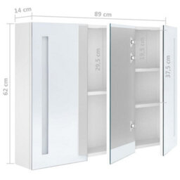 Berkfield Stylish Led Bathroom Mirror Cabinet 89X14X62 Cm Shining White - thumbnail 8