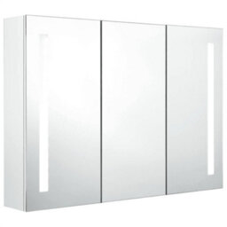 Berkfield Stylish Led Bathroom Mirror Cabinet 89X14X62 Cm Shining White - thumbnail 1