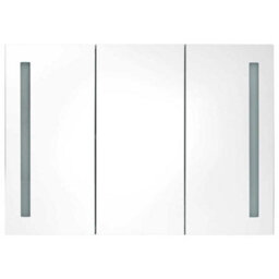 Berkfield Stylish Led Bathroom Mirror Cabinet 89X14X62 Cm Shining White - thumbnail 3