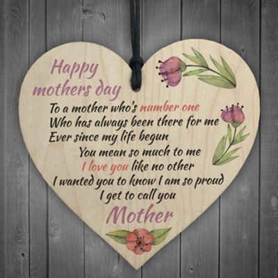 Red Ocean Happy Mothers Day Wooden Hanging Heart Sign Mothers Day Presents Mum Gifts - image 1