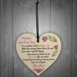 Red Ocean Happy Mothers Day Wooden Hanging Heart Sign Mothers Day Presents Mum Gifts - thumbnail 2