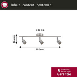 Paulmann 66745 Carolina Spotlight Spot Without Lamp Ceiling Lamp Max. 3X10 Watts Nickel Matt Metal Gu10 - thumbnail 4