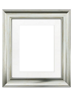 Frames By Post Scandi Vintage Silver Frame With White Mount For Image Size 16 X 12 Inch - image 1