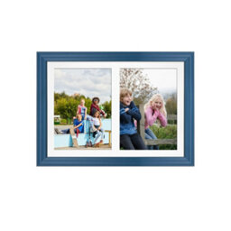 AK Frames 20X14 Navy Blue Classic Multi Photo Frame With White Mount - Holds 2 Apertures (2X) A4 Photos - thumbnail 1