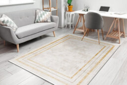 RugsX Modern Carpet Duke 51523 Cream / Gold - Frame, Structured, Very Soft,   240X330 Cm - thumbnail 5