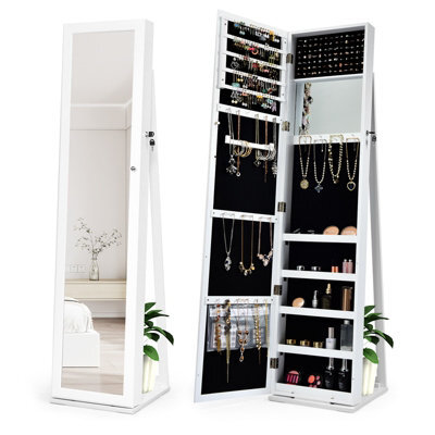 Costway 3-In-1 Jewelry Cabinet Full-Length Mirrored Jewelry Armoire Jewelry Organizer - image 1