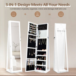 Costway 3-In-1 Jewelry Cabinet Full-Length Mirrored Jewelry Armoire Jewelry Organizer - thumbnail 3