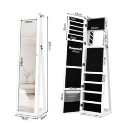Costway 3-In-1 Jewelry Cabinet Full-Length Mirrored Jewelry Armoire Jewelry Organizer - thumbnail 2