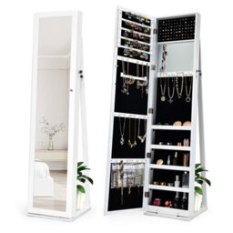 Costway 3-In-1 Jewelry Cabinet Full-Length Mirrored Jewelry Armoire Jewelry Organizer - thumbnail 1