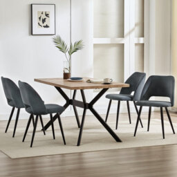 Longtoo Set Of 4 Dining Chairs, Velvet Upholstery, Separate Legs, Black