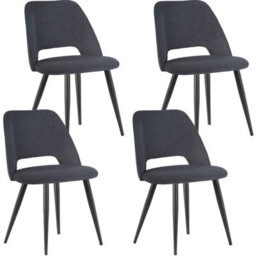 Longtoo Set Of 4 Dining Chairs, Velvet Upholstery, Separate Legs, Black - thumbnail 2