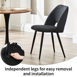Longtoo Set Of 4 Dining Chairs, Velvet Upholstery, Separate Legs, Black - thumbnail 6