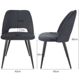 Longtoo Set Of 4 Dining Chairs, Velvet Upholstery, Separate Legs, Black - thumbnail 3