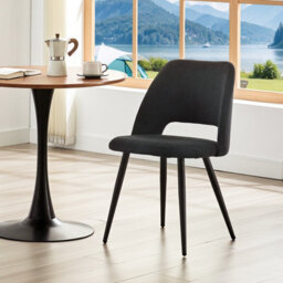 Longtoo Set Of 4 Dining Chairs, Velvet Upholstery, Separate Legs, Black - thumbnail 7