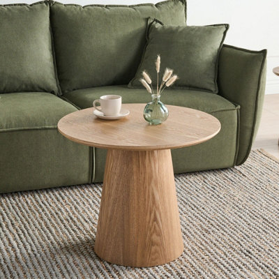 Wyld And Coco Nordicnest Coffee Table, Round Ash Veneer Top 60X51 Cm, Light Brown Mdf Base - image 1