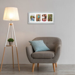 AK Frames 50X20Cm Silver Modern Multi Photo Frame With White Mount - Holds 4 Apertures (4X) 6X4 Photos - thumbnail 3