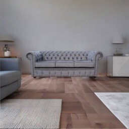 Chesterfield 3 Seater Sofa Settee Verity Steel Grey Fabric In Classic Style - thumbnail 3
