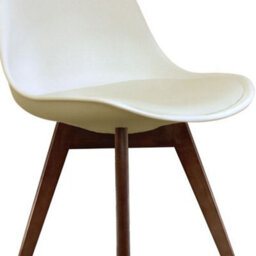 Fusion Living Soho Vanilla Plastic Dining Chair With Squared Dark Wood Legs - thumbnail 3