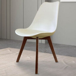 Fusion Living Soho Vanilla Plastic Dining Chair With Squared Dark Wood Legs - thumbnail 2