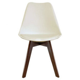 Fusion Living Soho Vanilla Plastic Dining Chair With Squared Dark Wood Legs - thumbnail 7