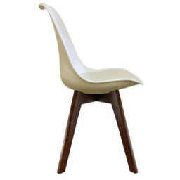 Fusion Living Soho Vanilla Plastic Dining Chair With Squared Dark Wood Legs - thumbnail 6