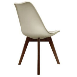 Fusion Living Soho Vanilla Plastic Dining Chair With Squared Dark Wood Legs - thumbnail 5