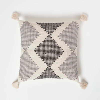 Homescapes Malmo Handwoven Textured Grey & Black Cushion 45 X 45 Cm - image 1