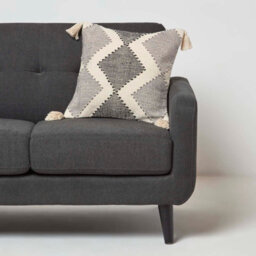 Homescapes Malmo Handwoven Textured Grey & Black Cushion 45 X 45 Cm - thumbnail 2
