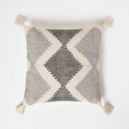 Homescapes Malmo Handwoven Textured Grey & Black Cushion 45 X 45 Cm