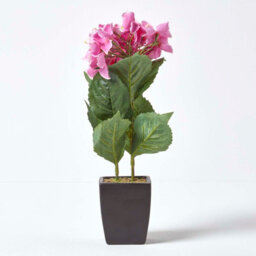 Homescapes Artificial Pink Handcrafted Small Hydrangea Flower In Black Pot, 38 Cm - thumbnail 6