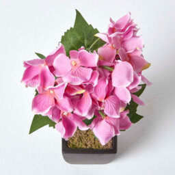 Homescapes Artificial Pink Handcrafted Small Hydrangea Flower In Black Pot, 38 Cm - thumbnail 3