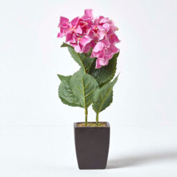 Homescapes Artificial Pink Handcrafted Small Hydrangea Flower In Black Pot, 38 Cm - thumbnail 2