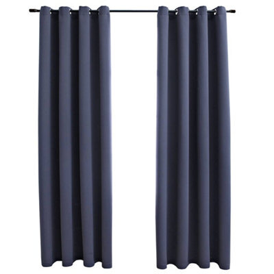 Berkfield Elegant Blackout Curtains With Metal Rings 2 Pcs Anthracite 140X225 Cm - image 1