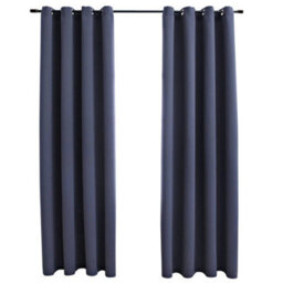 Berkfield Elegant Blackout Curtains With Metal Rings 2 Pcs Anthracite 140X225 Cm