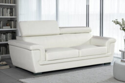 Genuine Leather White 3 Seater Sofa - thumbnail 2