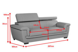 Genuine Leather White 3 Seater Sofa - thumbnail 6