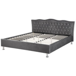 Beliani Bed Velvet Metz 180 X 200 Cm (Eu Super King) Dark Grey - thumbnail 6
