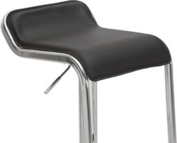 Lamboro Milano Breakfast Bar Stool, Chrome Footrest, Height Adjustable Swivel Gas Lift, Home Bar & Kitchen Faux-Leather Barstool, Black - thumbnail 7