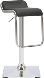 Lamboro Milano Breakfast Bar Stool, Chrome Footrest, Height Adjustable Swivel Gas Lift, Home Bar & Kitchen Faux-Leather Barstool, Black - thumbnail 1