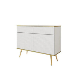 Arte Moro Sideboard Cabinet 107Cm In White - Minimalist Push-To-Open Storage With Luxe Gold Legs - thumbnail 2