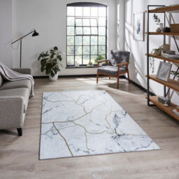 Ivory Gold Abstract Modern Rug Easy To Clean Living Room Bedroom And Dining Room-120Cm X 170Cm - thumbnail 1