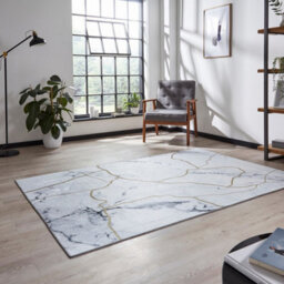 Ivory Gold Abstract Modern Rug Easy To Clean Living Room Bedroom And Dining Room-120Cm X 170Cm - thumbnail 2