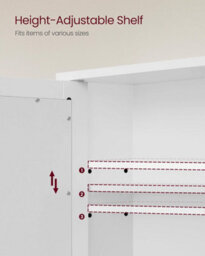 Mirrored Bathroom Cabinet, Wall-Mounted Storage Cupboard, With Double Doors And Adjustable Shelf, White - thumbnail 5