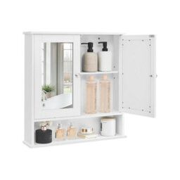 Mirrored Bathroom Cabinet, Wall-Mounted Storage Cupboard, With Double Doors And Adjustable Shelf, White - thumbnail 4