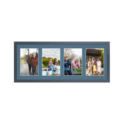 AK Frames 50X20Cm Dark Grey Sleek Multi Photo Frame With Pompadour Mount - Holds 4 Apertures (4X) 6X4 Photos - image 1