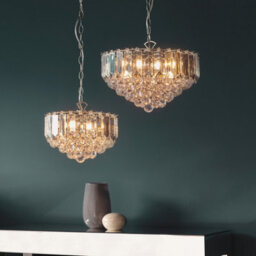 Luminosa Lighting Luminosa Fargo 3 Light Ceiling 39Cm Pendant Chrome, Clear Acrylic, E14 - thumbnail 5